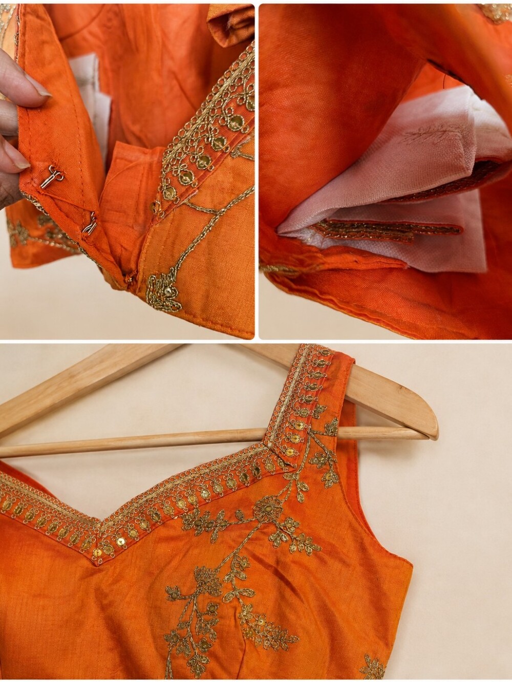 Orange Embroidered Lehenga Choli – US 10 - Picture 8 of 10